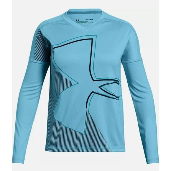 Under Armour Girls' UA Long Sleeve Top V-neck Fish Tail Blue Top Small NWOT - Picture 1 of 5